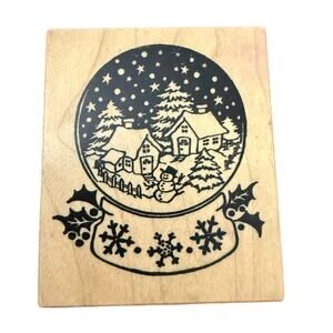 PSX Holiday Christmas Snow Globe F-146 Rubber Stamp